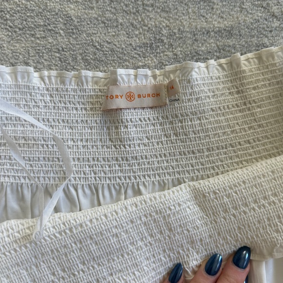 Tory Burch Floral Embroidered Off-Shoulder White Top, Size 14 - Picture 3 of 7